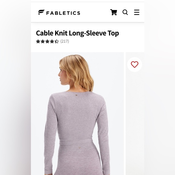 NWT FABLETICS cable knit long sleeve crop top - Picture 2 of 4